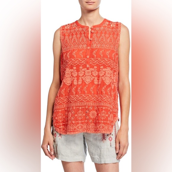 Johnny Was Susie Embroidered Eyelet Tank - Picture 1 of 8